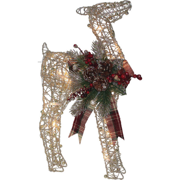 Alpine 24 In. Warm White Gold Wire Standing Fawn Lighted Decoration CHT950HH-M Alpine 24 In. Warm White Gold Wire Standing Fawn Lighted Decoration CHT950HH-M