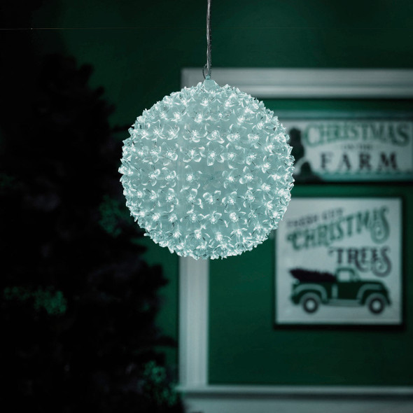 Alpine 5 In. Warm White & Cool White LED Sphere Christmas Ornament Alpine 5 In. Warm White & Cool White LED Sphere Christmas Ornament