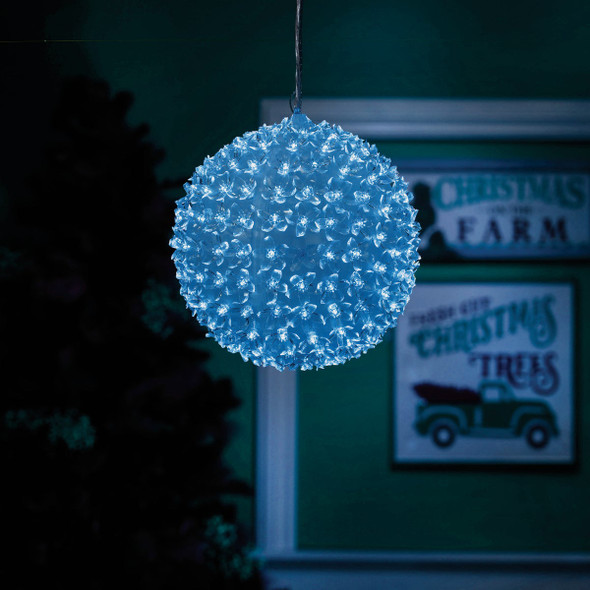 Alpine 8 In. Twinkling Blue LED Sphere Christmas Ornament COR109BL 840189