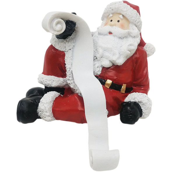 1-Stocking Resin Mantle Santa Checking List Stocking Holder XN6062777DIB