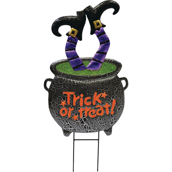 30.7 In. Metal Upside Down Witch's Legs Painted Metal Halloween Yard Stake