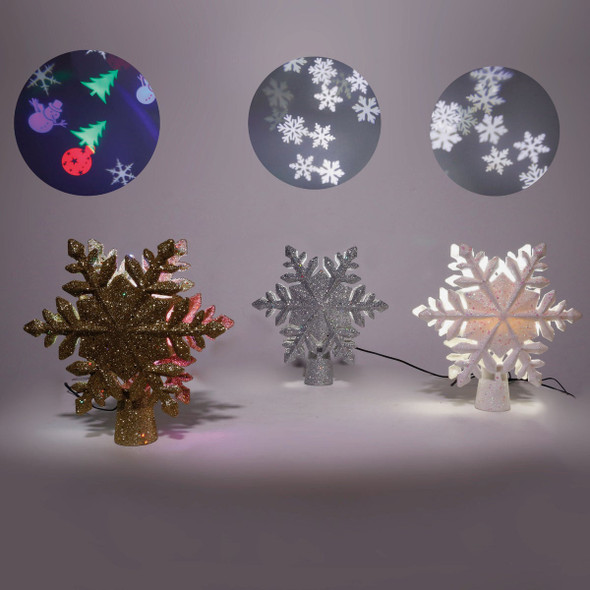 Alpine LED Glitter Snowflake Projector Christmas Tree Topper MAW130ABB-TM 833058