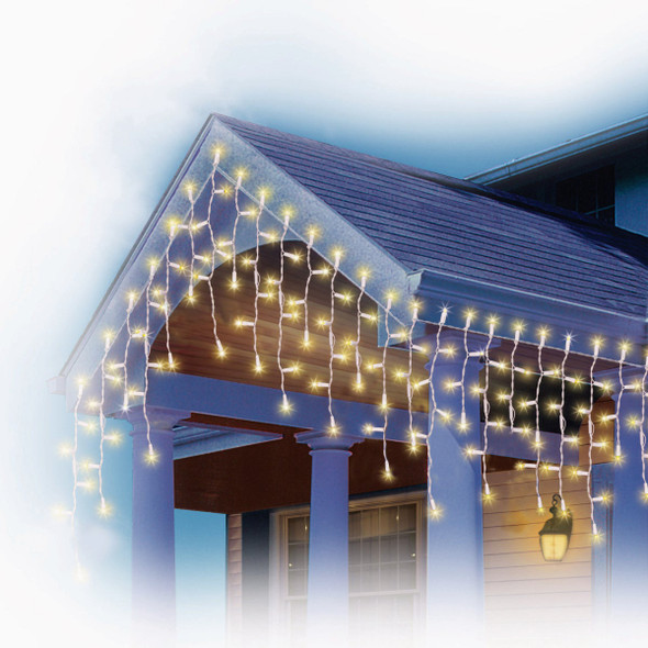 Warm White 450-Bulb 5mm Concave LED Icicle Light Set ES76-082 965992