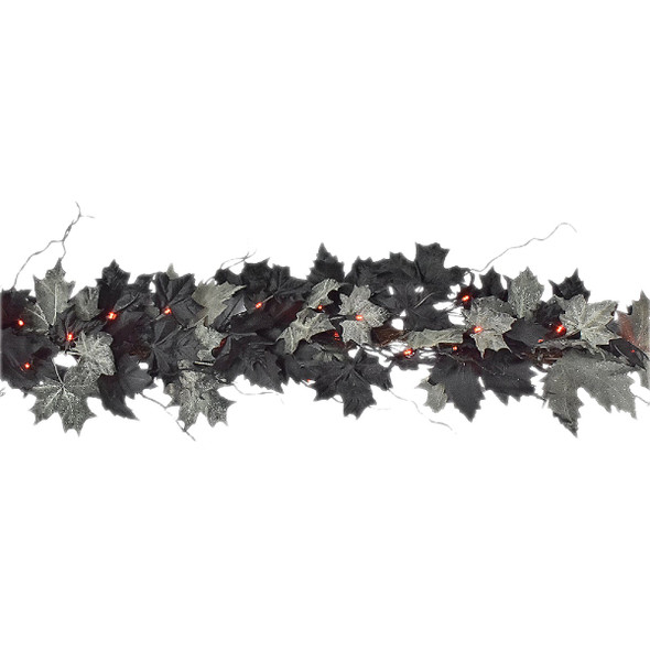 Preston Manor 6 Ft. Prelit LED Maple Leaves & Willow Halloween Garland SG202113