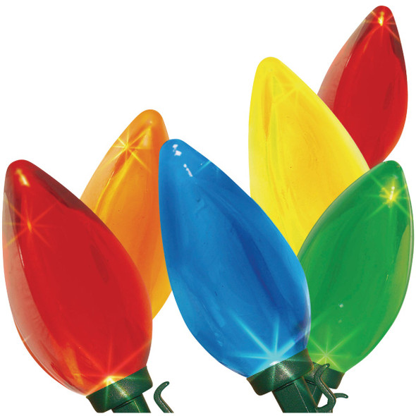 Super Bright Transparent Multi 25-Bulb C9 LED String Light Set with Green Wire