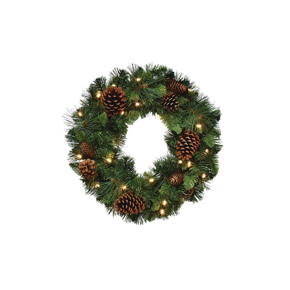 Clayton 18 In. 25-Bulb Warm White LED Prelit Wreath XVW143236