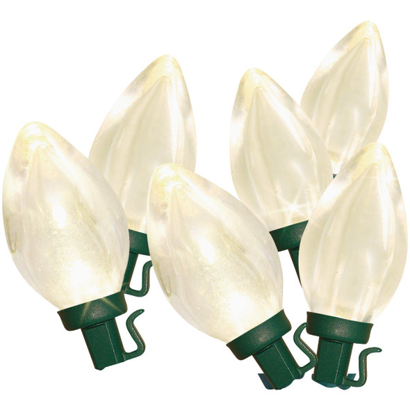 Super Bright Warm White 25-Bulb C7 LED String Light Set with Green Wire ES72-610