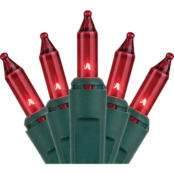 J Hofert Red 50-Bulb Mini Incandescent String Light Set with Green Wire 2470-03