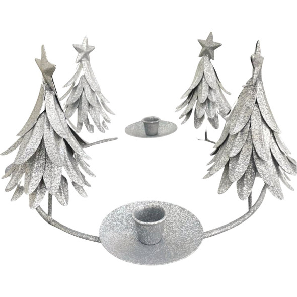 Metal Christmas Tree Candle Taper Holder, Silver 7031-SLV