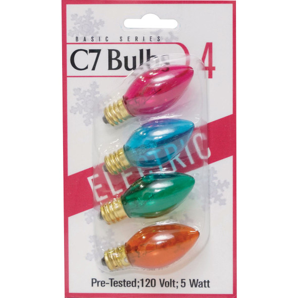 C7 Multi-Color Transparent 120V Replacement Light Bulb (4-Pack)
