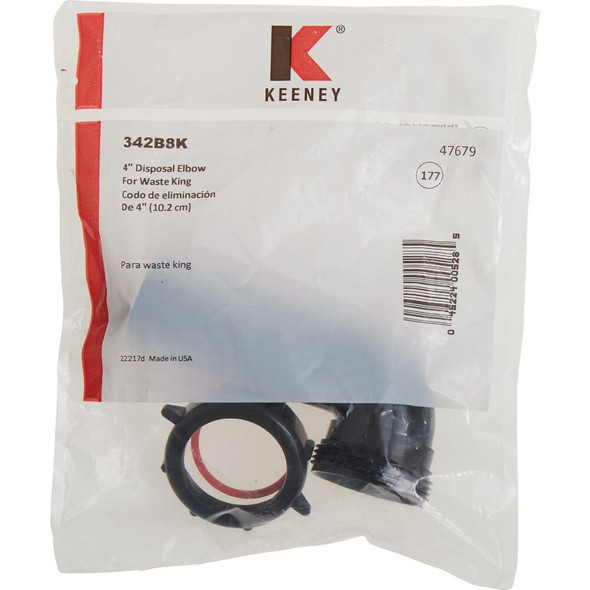 Keeney 4-3-4 In. Black Plastic Disposer Elbow 342B8K 487966