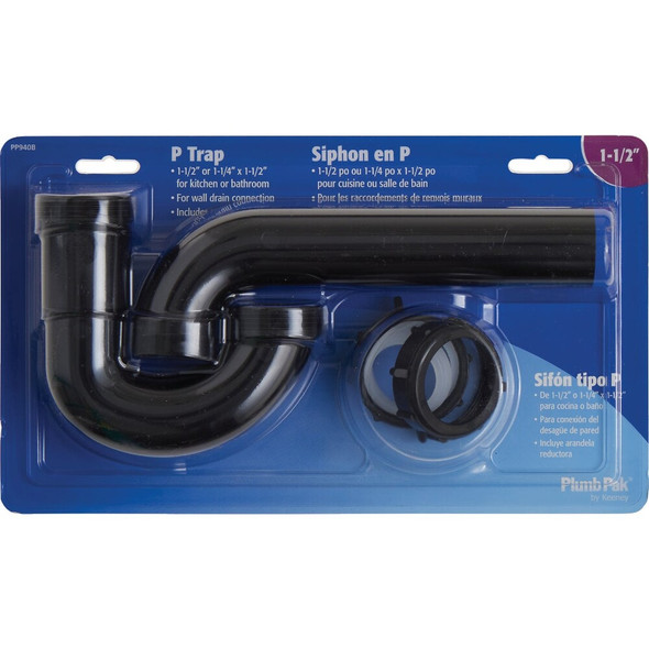 Plumb Pak 1-1-2 x 1-1-2 In. or 1-1-2 x 1-1-4 In. Black Plastic P-Trap PP940B 479227