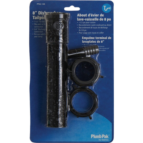 Plumb Pak 1-1-2 In. x 8 In. Black Plastic Dishwasher Tailpiece PP66-14B 473210