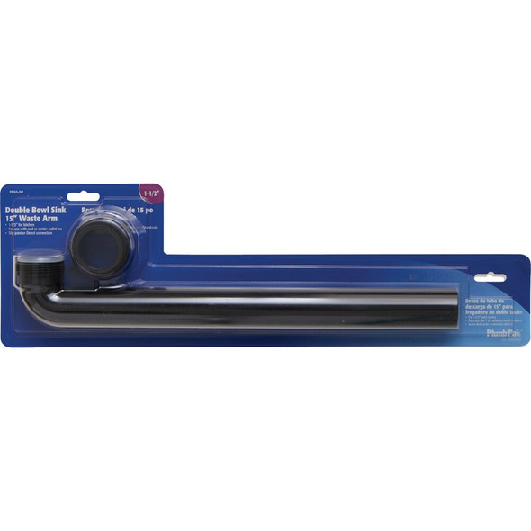 Plumb Pack 1-1-2 In. x 15 In. Black Plastic Waste Arm PP66-9B 489680