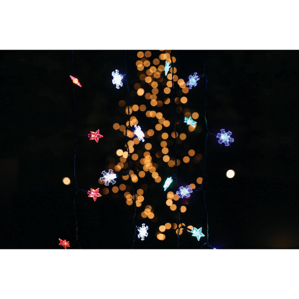 Alpine 10-Bulb LED Star & Snowflake Battery Operated Light Set Pack of 36 LAN153ABB 959661