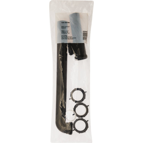 Keeney 1-1/2 In. x 16 In. Black Plastic Slip-Joint End Outlet Waste