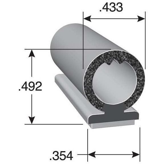 Trim-Lok Black Vinyl Seal 100 ft L, 7/16 in W, 1/2 in H DD1604BT-100