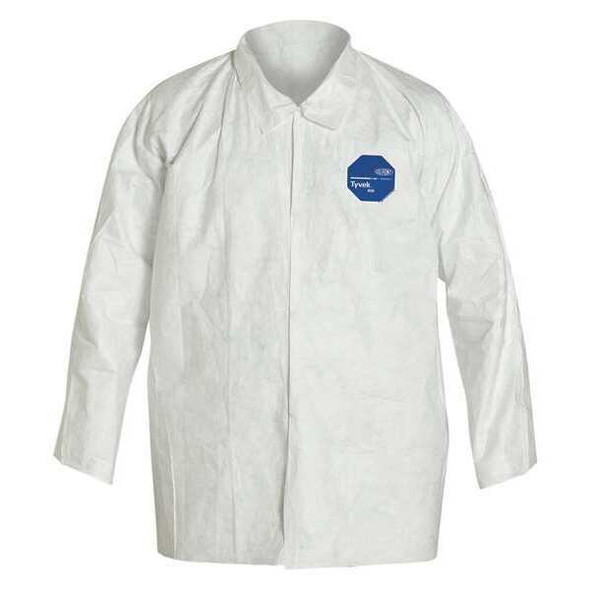 Disposable Shirt, 2XL, Tyvek(R) 400, Snap, Open Cuff, Serged Seam, 50 PK