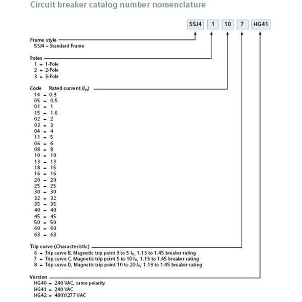 IEC Miniature Circuit Breaker, 5SJ4 Series, 20A, 1 Pole, 240V AC, 14kA at 240V AC, C Curve