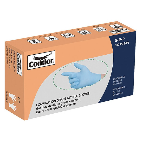 Not Applicable, Disposable Gloves, 2.4 mil Palm, Nitrile, Powder-Free, M (8), 100 PK, Blue
