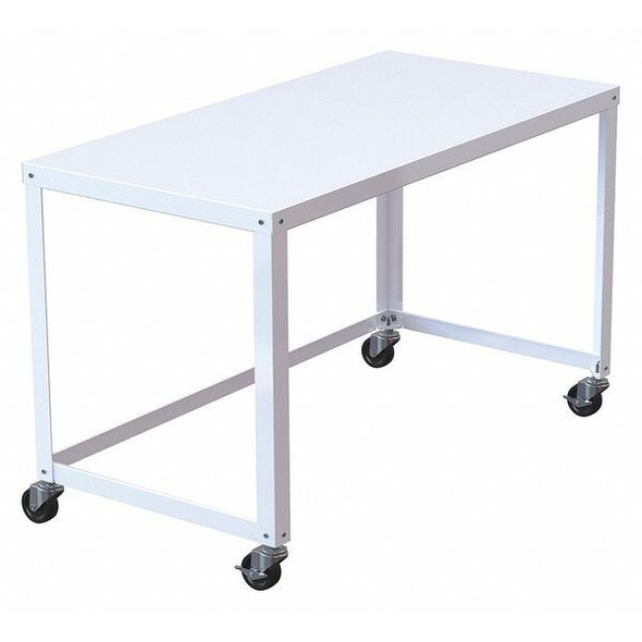 SOHO Mobile Desk,48" W,White, 23 7/8 in D X 30" H, 47 1/2 in W X