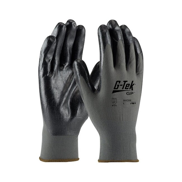 Coated Gloves, Foam Nitrile, Sandy, Palm, 3 Abrasion Level, Gray, M (8) 12 PK