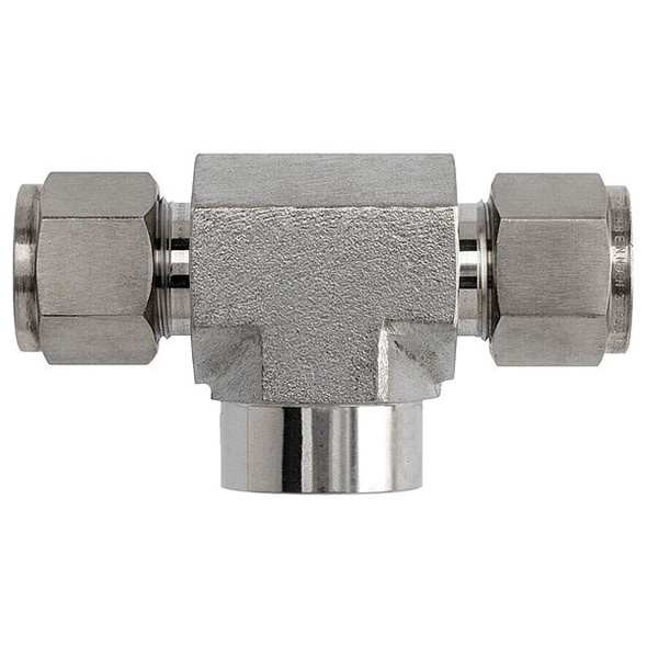 Brennan Industries Tee, SS, Comp 1/4", Comp 1/4", FNPT 1/4" N2602-04-04-04-SS