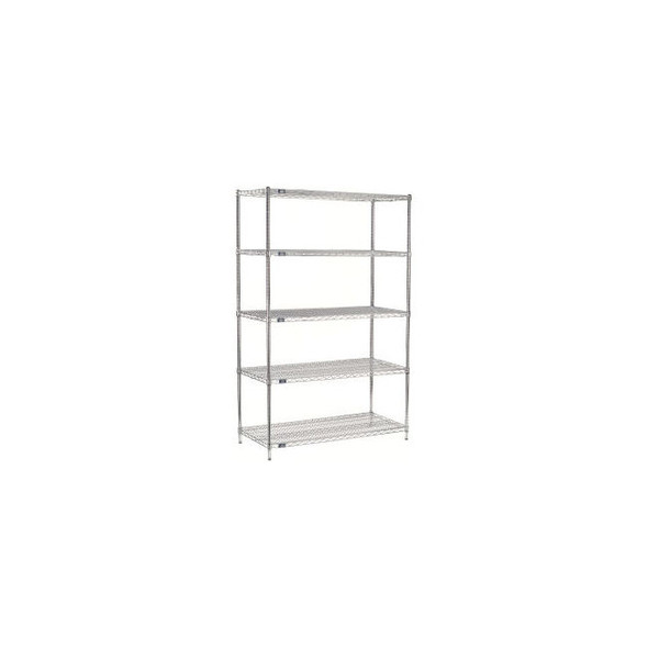 Nexel 5 Shelf Chrome Wire Shelving Unit Add On 48""W x 18""D x 63""H