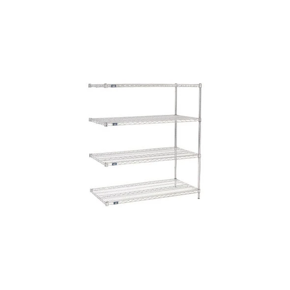 Nexel 4 Shelf Stainless Steel Wire Shelving Unit Add On 42""W x 14""D x 54""H