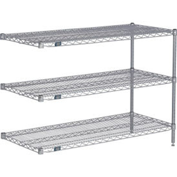 Nexel 3 Shelf Nexelate Silver Epoxy Wire Shelving Unit Add On 24""W x 21""D x 34