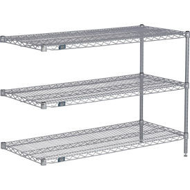 Nexel 3 Shelf Nexelate Silver Epoxy Wire Shelving Unit Add On 36""W x 14""D x 34