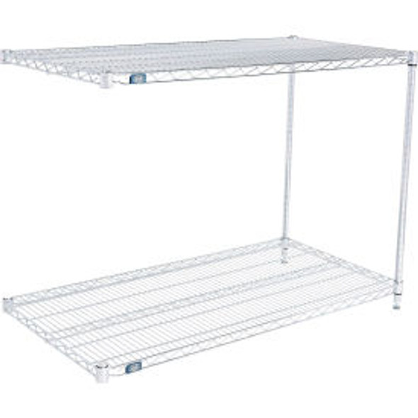Nexel 2 Shelf Chrome Wire Shelving Unit Add On 48""W x 24""D x 34""H