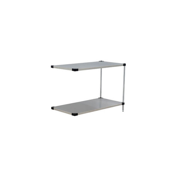 Nexel 2 Shelf Stainless Steel Solid Shelving Unit Add On 36""W x 18""D x 34""H
