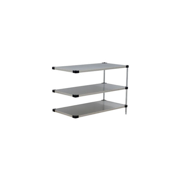 Nexel 3 Shelf Stainless Steel Solid Shelving Unit Add On 36""W x 18""D x 34""H