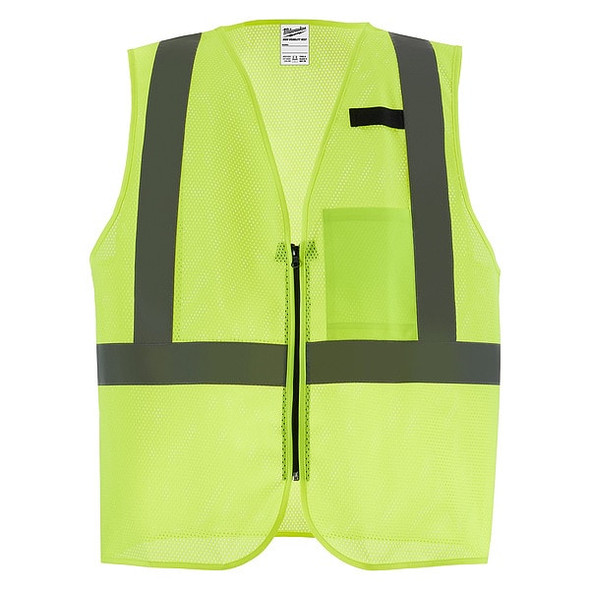 Class 2 High Visibility Yellow Mesh One Pocket Safety Vest - 2X/3X