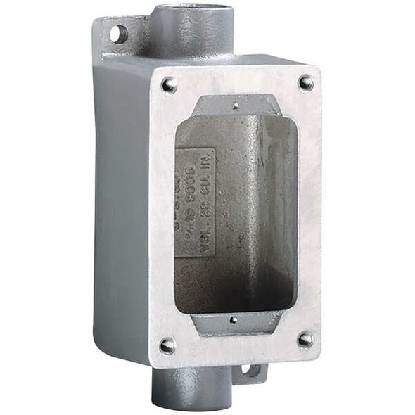 Electrical Box, 22 cu in, Device Box Type, 1 Gang, Aluminum, Rectangular Shape