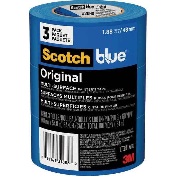 ScotchBlue 1.88 In. x 60 Yd. Original Painter's Tape (3 Roll) 2090-48EP3