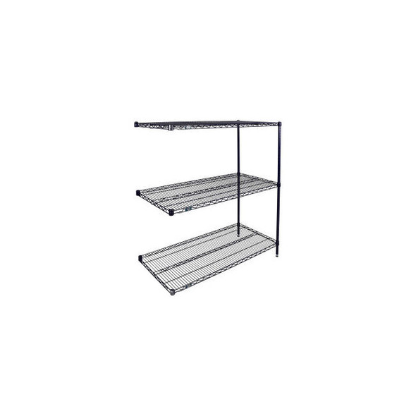 Nexel 3 Shelf Nexelon Blue Wire Shelving Unit Add On 36""W x 18""D x 54""H