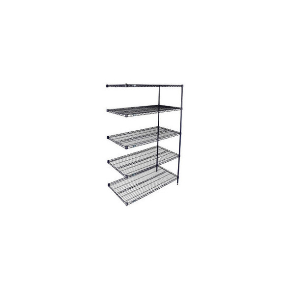 Nexel 5 Shelf Nexelon Blue Wire Shelving Unit Add On 24""W x 21""D x 63""H
