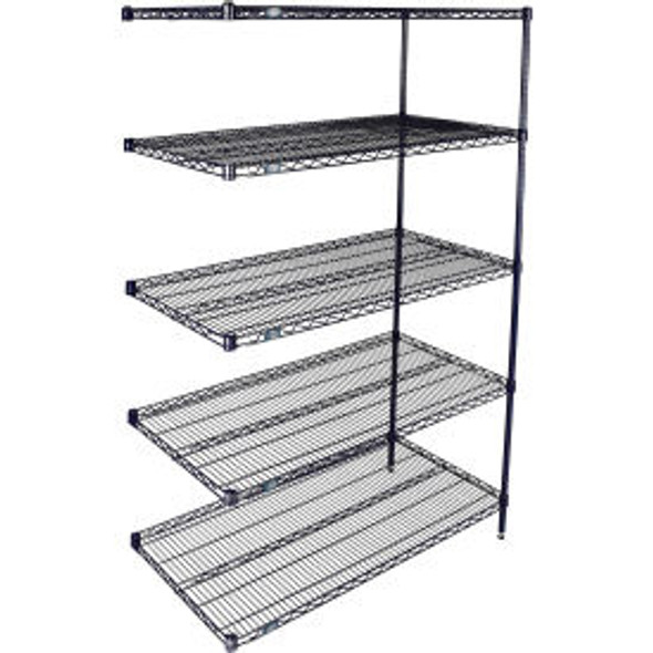 Nexel 5 Shelf Nexelon Blue Wire Shelving Unit Add On 36""W x 24""D x 74""H