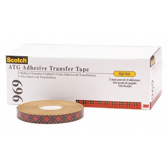 3M 969 Adhesive Transfer Tape, 5.0 Mil, 1/2" x 36 yds., Clear, PK6