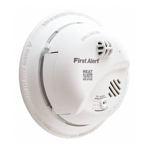 Heat Alarm, 85 dB at 10 ft, 120V AC, 9V, Thermistor Battery Backup: Yes