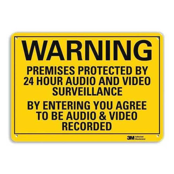 Warning Sign, 10 in Height, 14 in Width, Aluminum, Vertical Rectangle, English