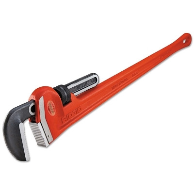 Heavy-Duty Straight Pipe Wrench, Steel Jaw, 48 in