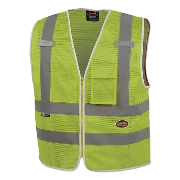 6853U/6854U Mesh Multi-Pocket Safety Vest, X-Large, Green