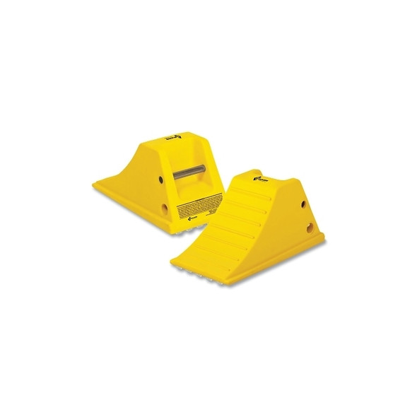 All-Terrain Heavy Duty Wheel Chock, 80000 lb Load Capacity, 28 in to 38 in Tire, Yellow, Includes Aluminum Cleat