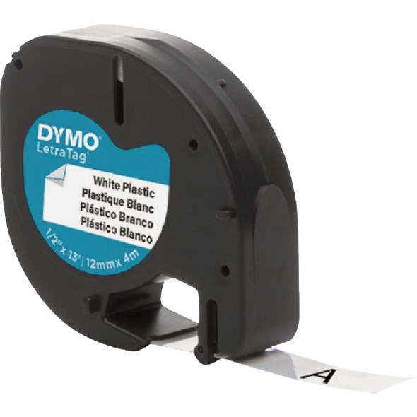 DYMO LetraTag Plastic Labels with Black Text on White Label 91331