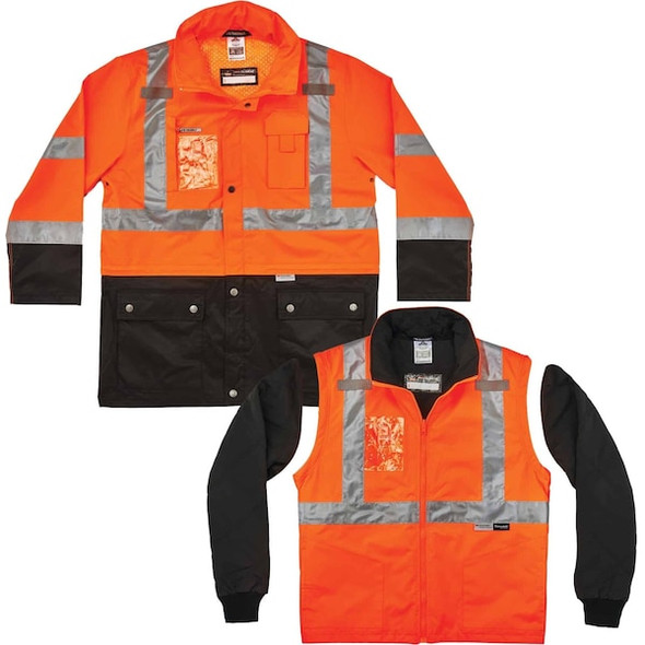 Ergodyne Jacket,Winter,4-in-1,HV Or,4X 8388