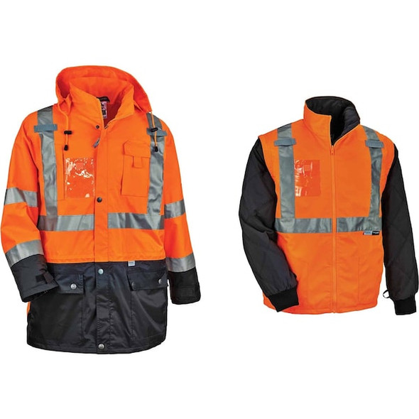 Ergodyne Jacket,Winter,4-in-1,HV Or,5X 8388