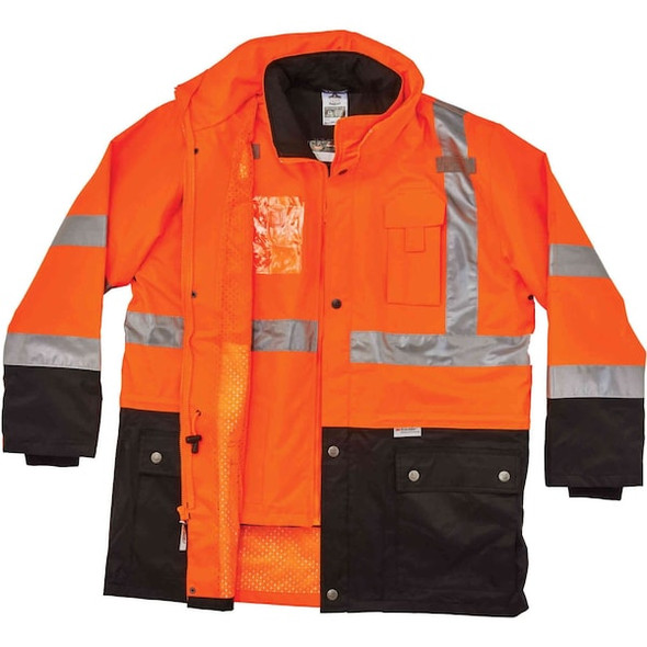 Ergodyne Jacket,Winter,4-in-1,HV Or,S 8388